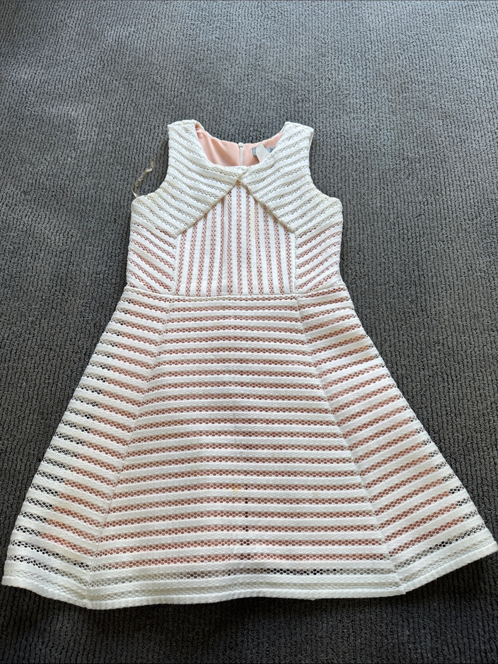 Girls Pink & White Striped Fit-and-Flare Party Dress